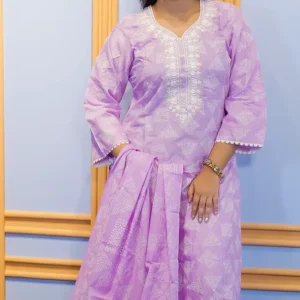 Cotton Applique Three Piece (Light Purple)